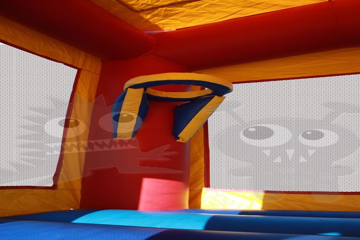 13x13 Red/Yellow/Blue Mini Castle Bounce House Jumper with Basketball Hoop Commercial Inflatable For Sale