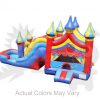 com-505-02 5-in-1 Carnival Castle Wet/Dry Combo Bounce House Jumper with Slide Pool and Basketball Hoop Commercial Inflatable For Sale