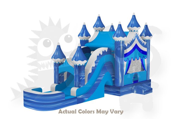 Winter Snow Carnival 5-in-1 Combo Bounce House Jumper Wet/Dry with Slide Pool and Basketball Hoop Commercial Inflatable For Sale
