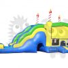 COM-543-6 3D Birthday Cake 5-in-1 Combo Bounce House Jumper with Slide Pool and Basketball Hoop Commercial Inflatable For Sale