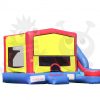 COM-650-01  Red/Yellow & Blue 6-in-1 Combo Bounce House Jumper with Slide Pool, Climbing Wall, and Basketball Hoop Commercial Inflatable For Sale