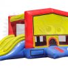 COM-C35 Red Yellow Inflatable Combo with Double Slip and Basketball Hoop Commercial Inflatable For Sale