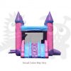 com-c36-04 Pink/Purple/Blue Castle Combo Bounce House with Double Slide and Basketball Hoop Commercial Inflatable For Sale