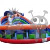 com-r26-10 Round Court Inflatable Combo Dry Slide, Basketball Hoop, Viewing Rail, Pop Ups Commercial Inflatable For Sale
