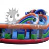 com-r26-15 Round Court Inflatable Combo Dry Slide, Basketball Hoop, Viewing Rail, Pop Ups Commercial Inflatable For Sale