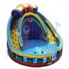 16' Round Court Inflatable Combo Dry Slide, Basketball Hoop, Viewing Rail, Pop Ups Commercial Inflatable For Sale