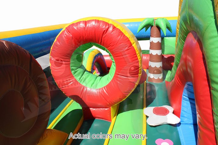 Multicolor Colorful Tropical Garden Flowers Inflatable Obstacle Course Commercial Inflatable For Sale