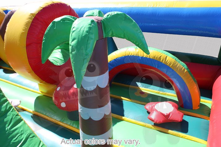 Multicolor Colorful Tropical Garden Inflatable Obstacle Course Commercial Inflatable For Sale