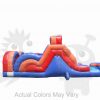 OBS-30 Red Blue Inflatable Obstacle Course Wet or Dry End Load Multiple Lane Commercial Inflatable For Sale