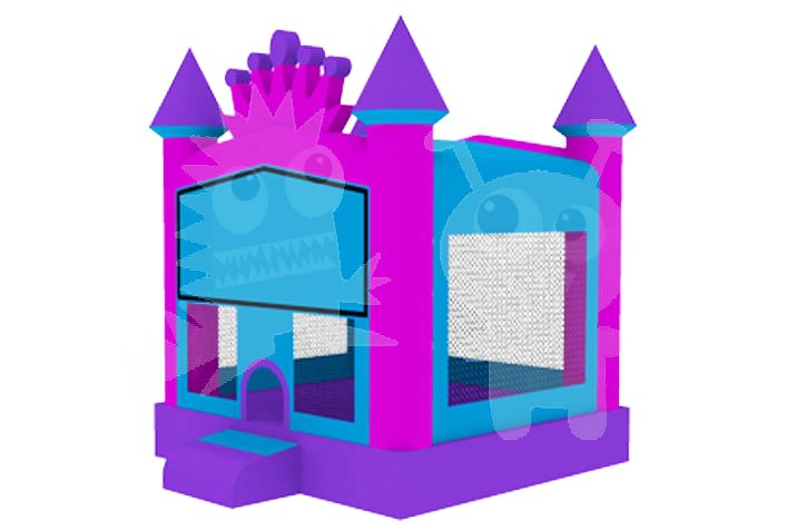 Princess Pink Crown Bounce House Jumper with Basketball Hoop Commercial Inflatable For Sale