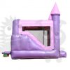 COM-C41 Inflatable Pink and Purple Castle Point Combo Bounce House with Inside Slide and Hoop Commercial Inflatable For Sale