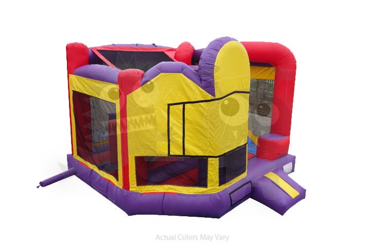 5-in-1 Colorful Combo with Slide, Climbing Wall, Obstacles, and Hoop Commercial Inflatable For Sale