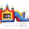 com-505-04 5-in-1 Carnival Castle Wet/Dry Combo Bounce House Jumper with Slide Pool and Basketball Hoop Commercial Inflatable For Sale