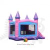 com-c36-06 Pink/Purple/Blue Castle Combo Bounce House with Double Slide and Basketball Hoop Commercial Inflatable For Sale
