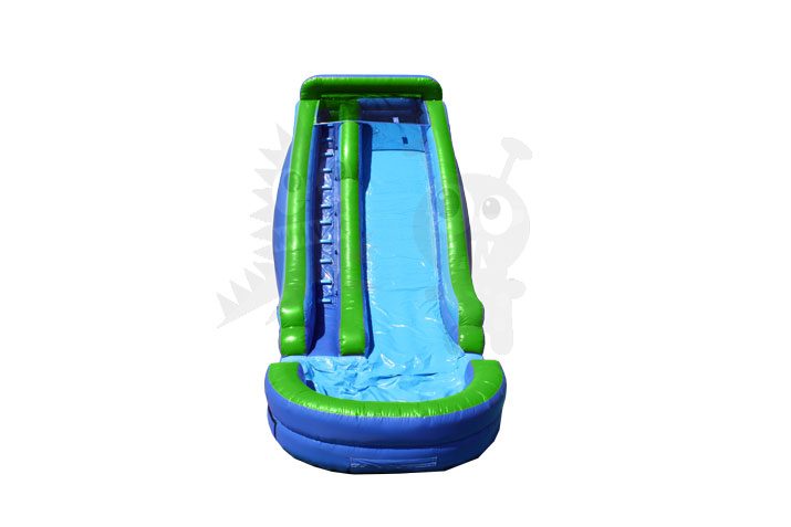 16' Green & Blue Wet/Dry Slide Single Lane Commercial Inflatable For Sale