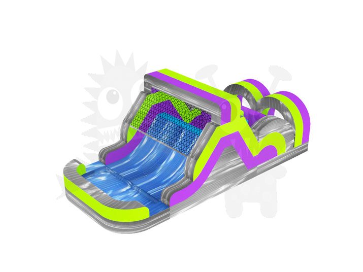 35' Purple Green & Grey Marble Commercial Inflatable Obstacle Course Wet/Dry Slide Commercial Inflatable For Sale